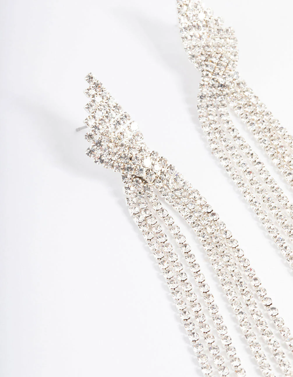 Silver Statement Strand Twist Drop Earrings - Image 2