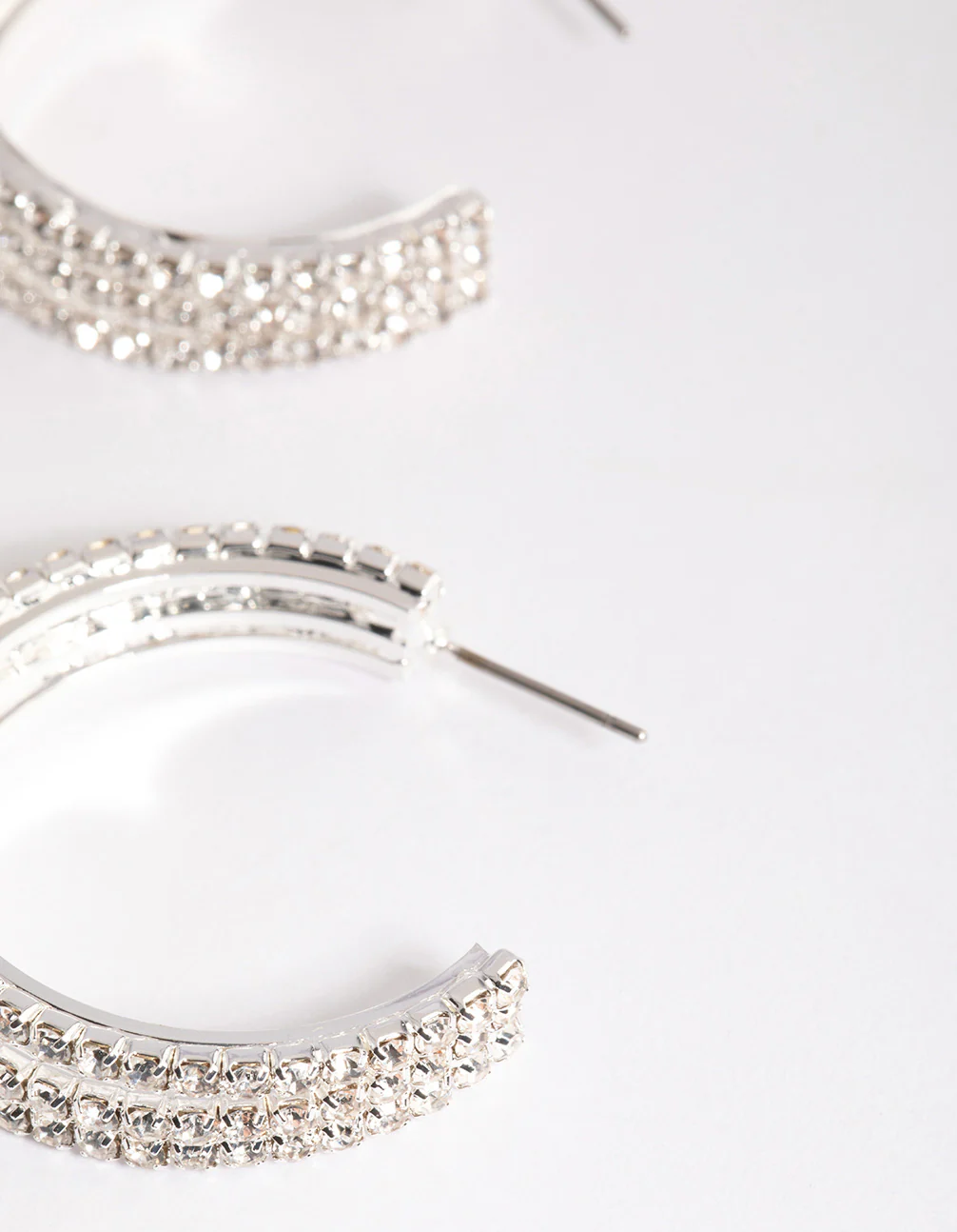 Silver Triple Illusion Mini Hoop Earrings - Image 3