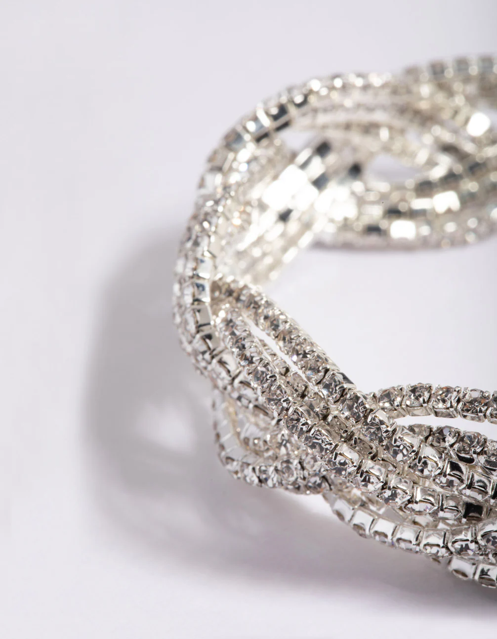 Silver 3 Row Diamante Braid Bracelet - Image 5