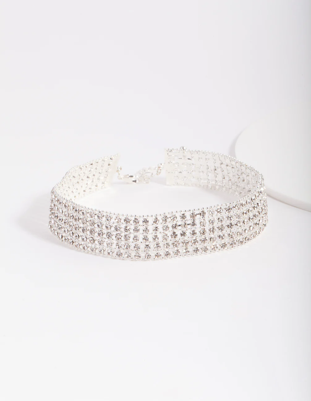 Silver 5 Row Diamante Choker