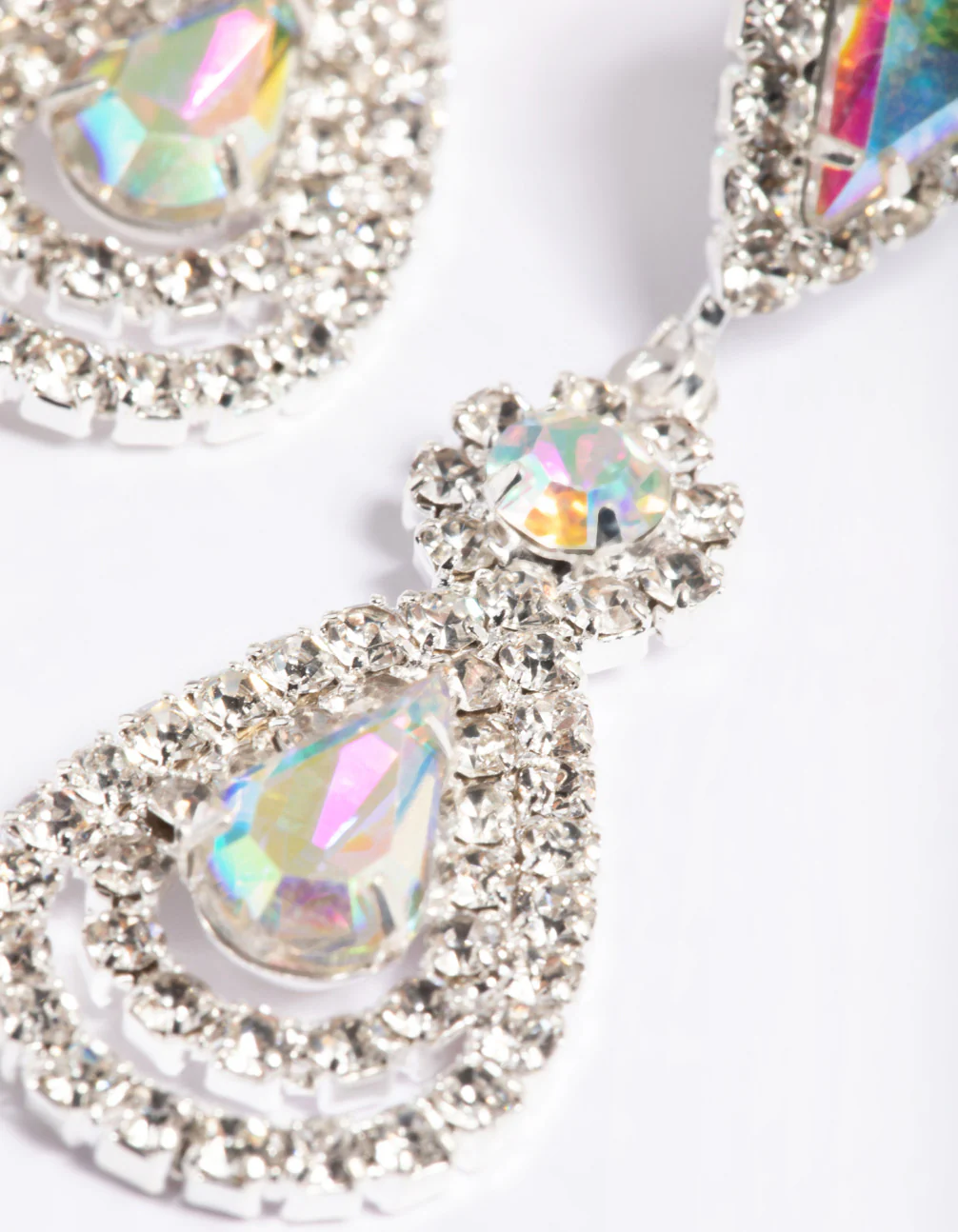 Silver Flower Stud Teardrop Earrings - Image 5