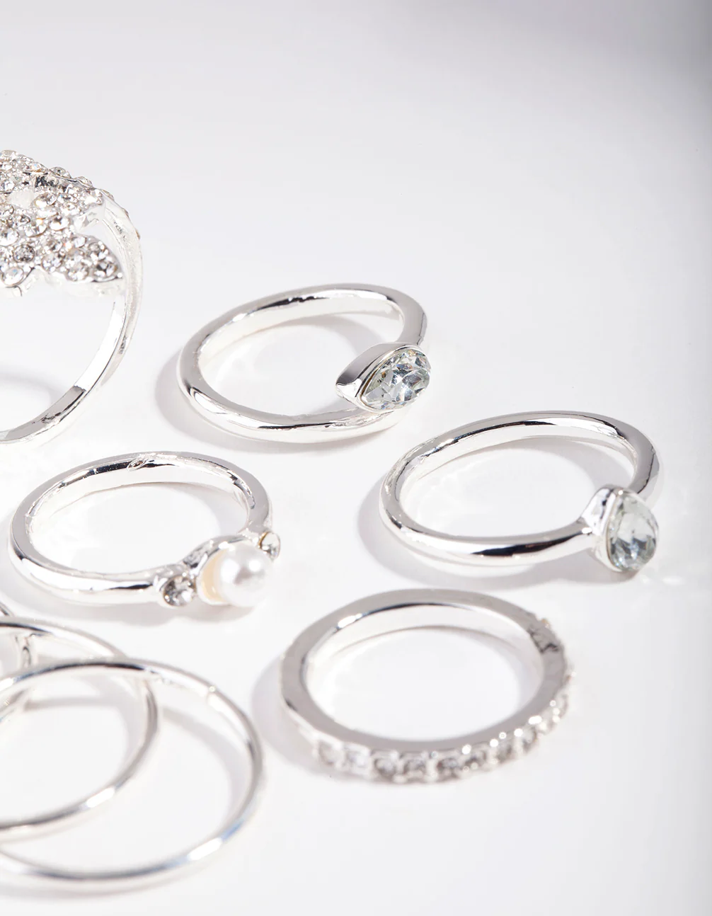 Silver Butterfly Diamante Ring Set - Image 3