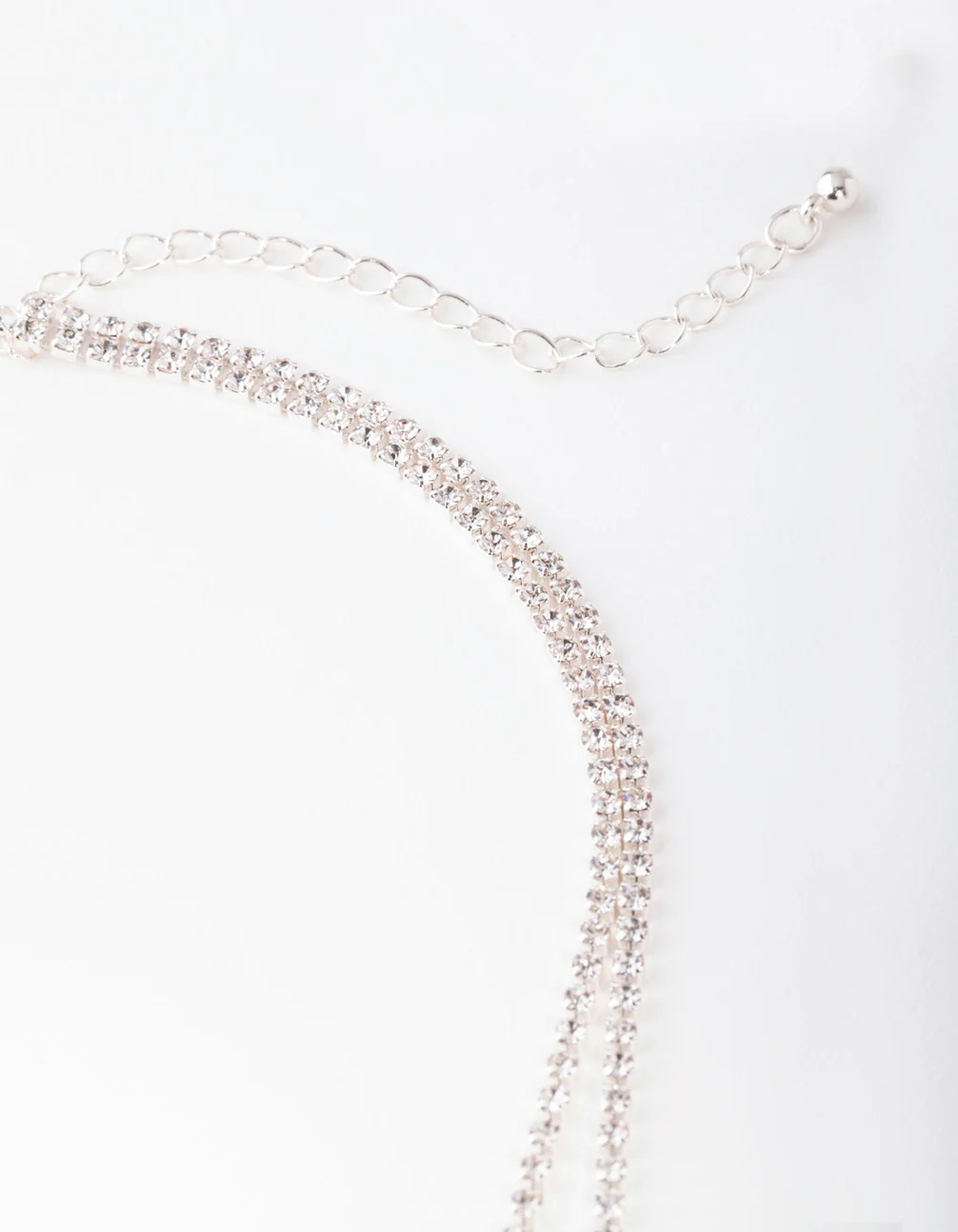 Silver Diamante Double Row Point Necklace - Image 3