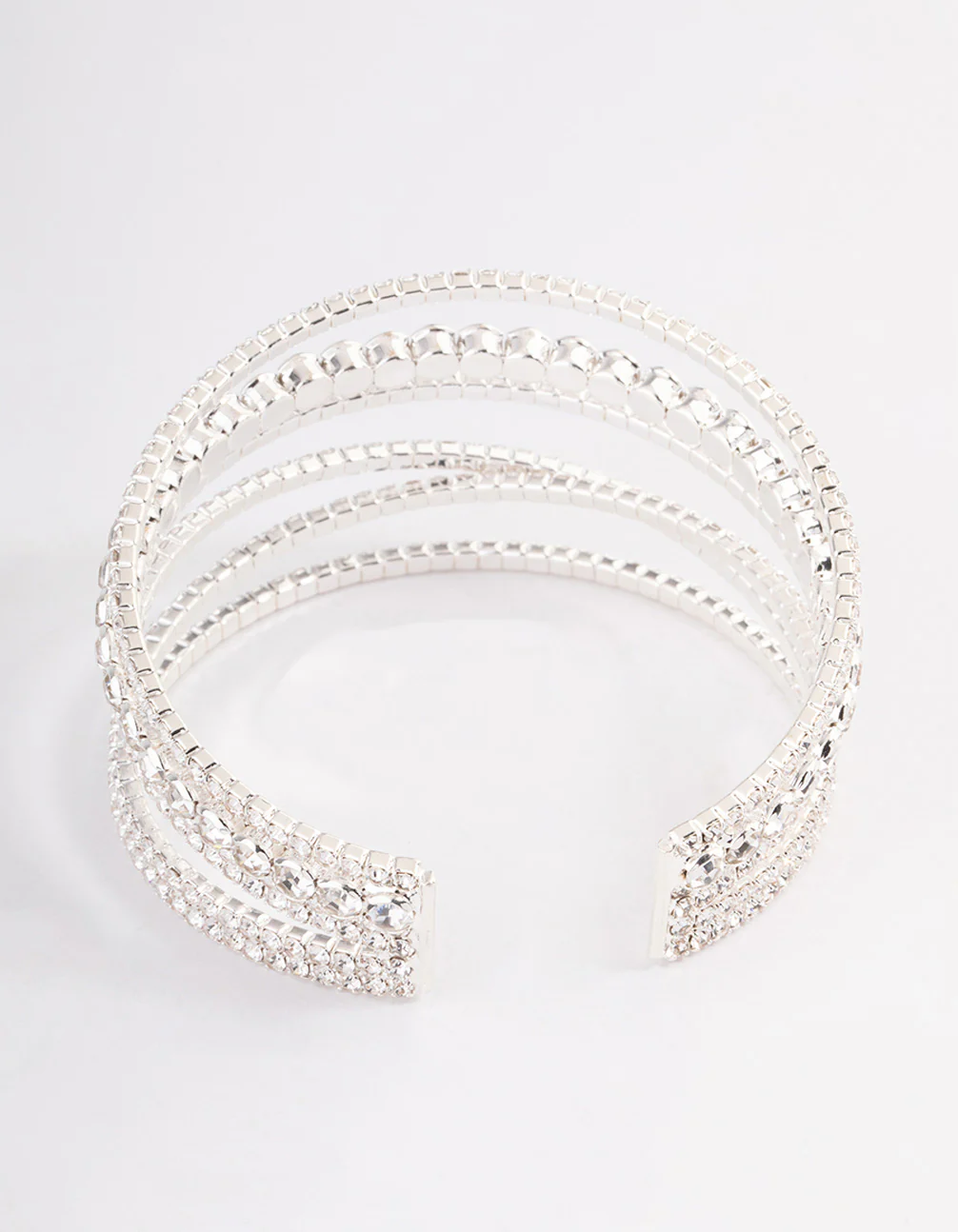 Silver Criss Cross Cupchain Wrist Cuff - Image 3