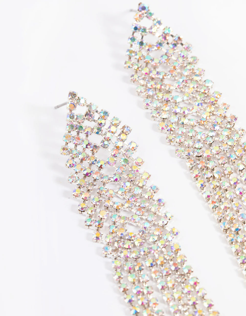 Silver Diamante Drop Earrings - Image 3