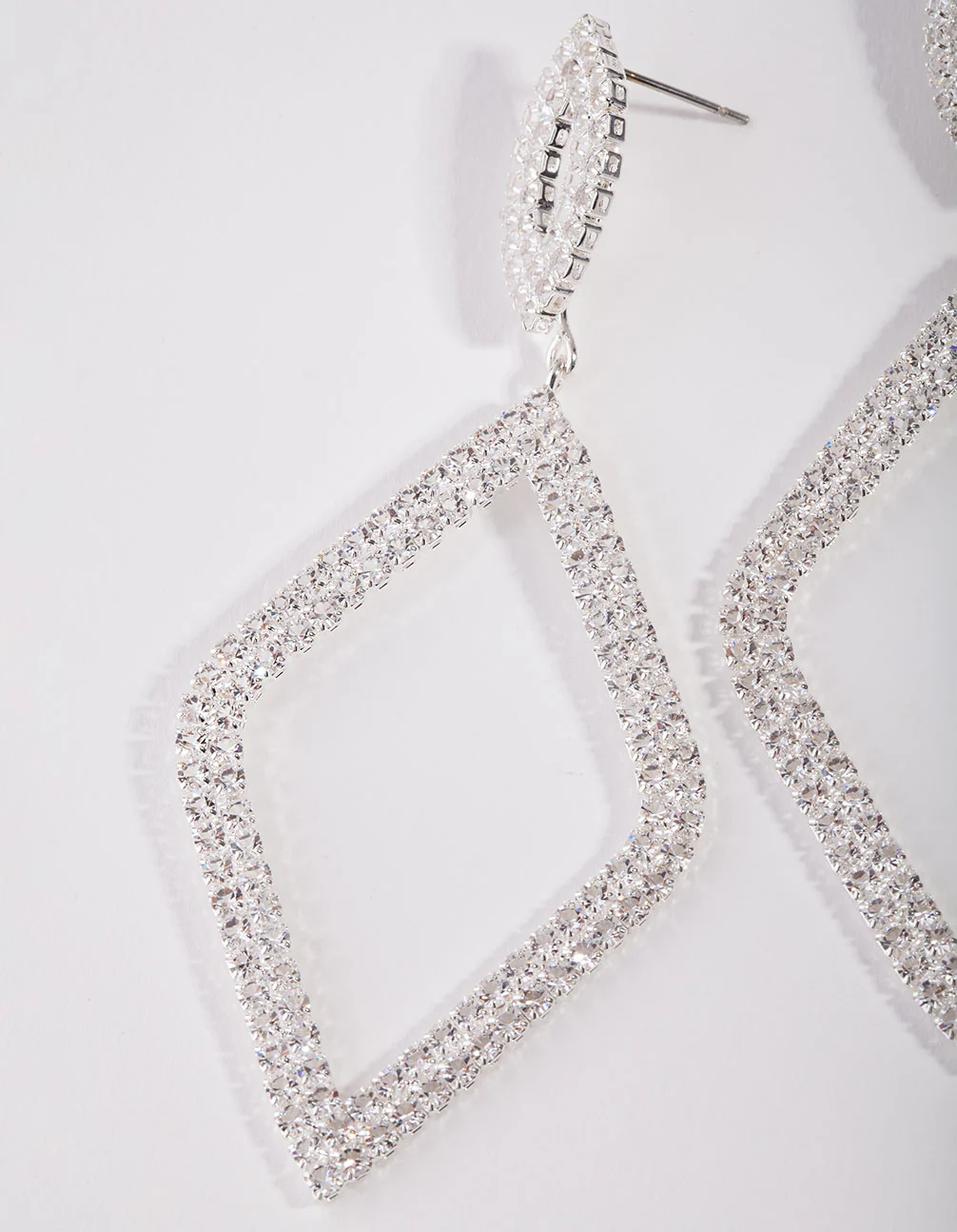 Silver Cupchain Diamante Drop Earrings - Image 2