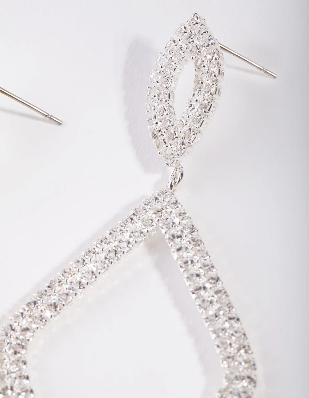 Silver Cupchain Diamante Drop Earrings - Image 3