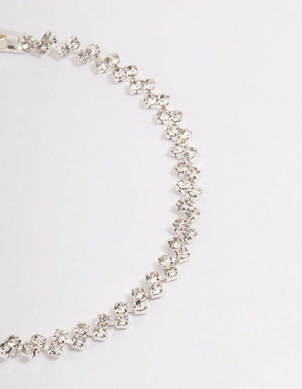 Silver Double Dangle Diamante Petal Tennis Bracelet - Image 2