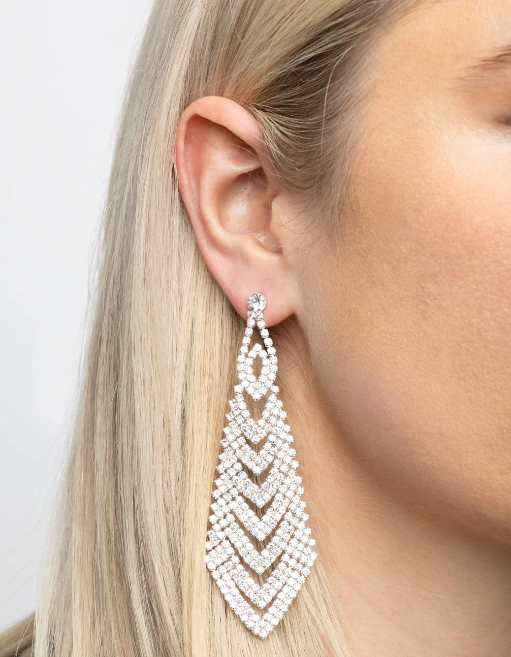 Silver Cup Chain Drop Earrings - Image 2