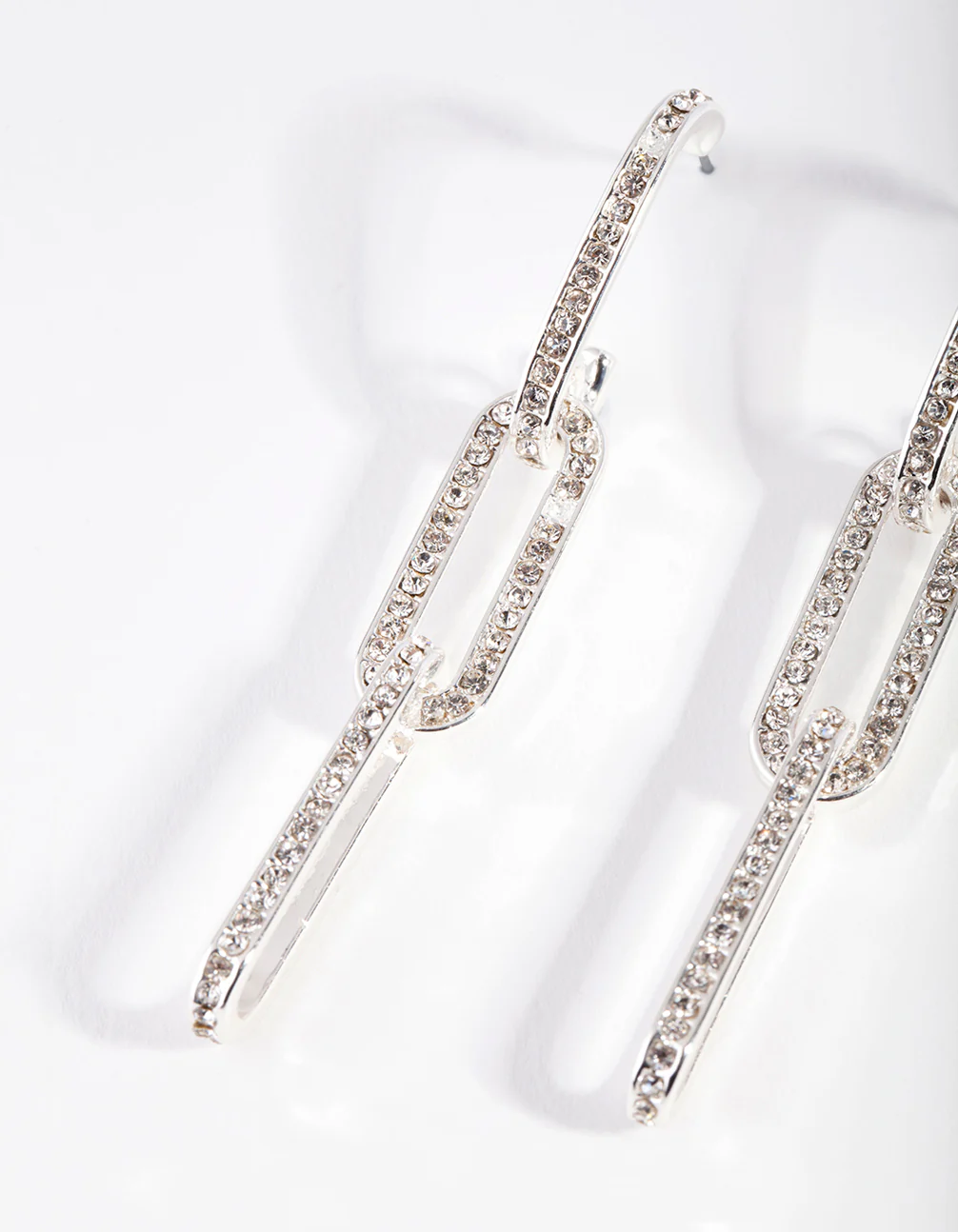 Silver Diamante Chain Link Drop Earrings - Image 2