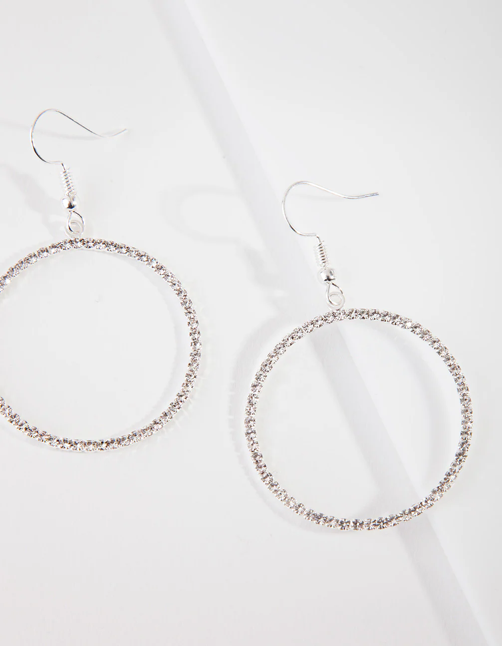 Silver Diamante Circle Drop Earrings - Image 3