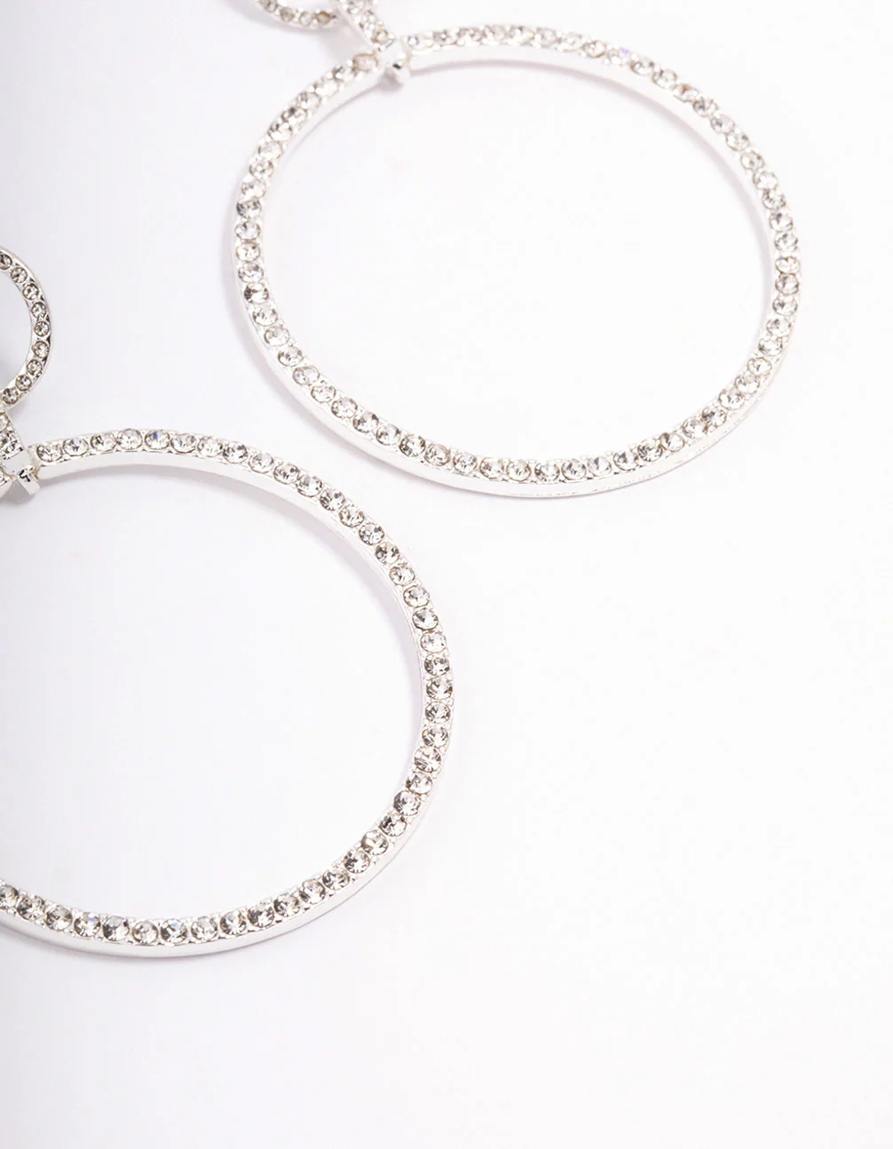 Silver Diamante Circle Drop Earrings - Image 3