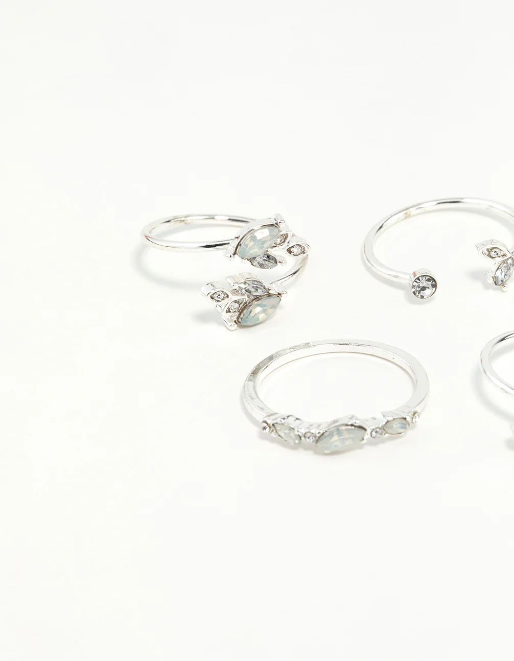 Silver Gem Diamante Ring Pack - Image 2