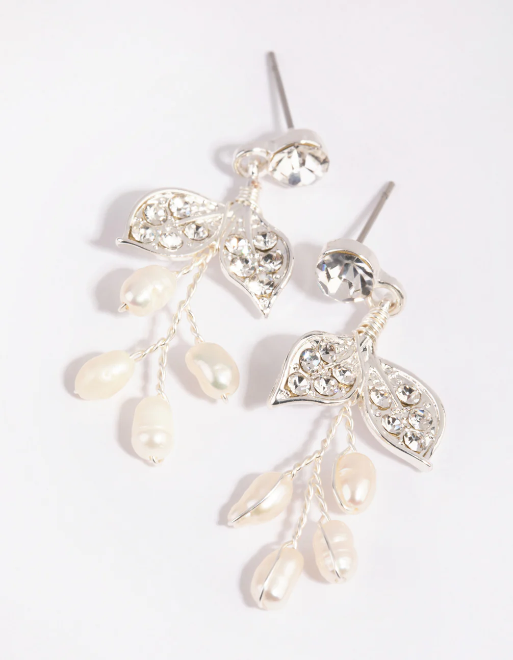 Silver Diamante & Pearl Wire Necklace & Earrings Set - Image 3