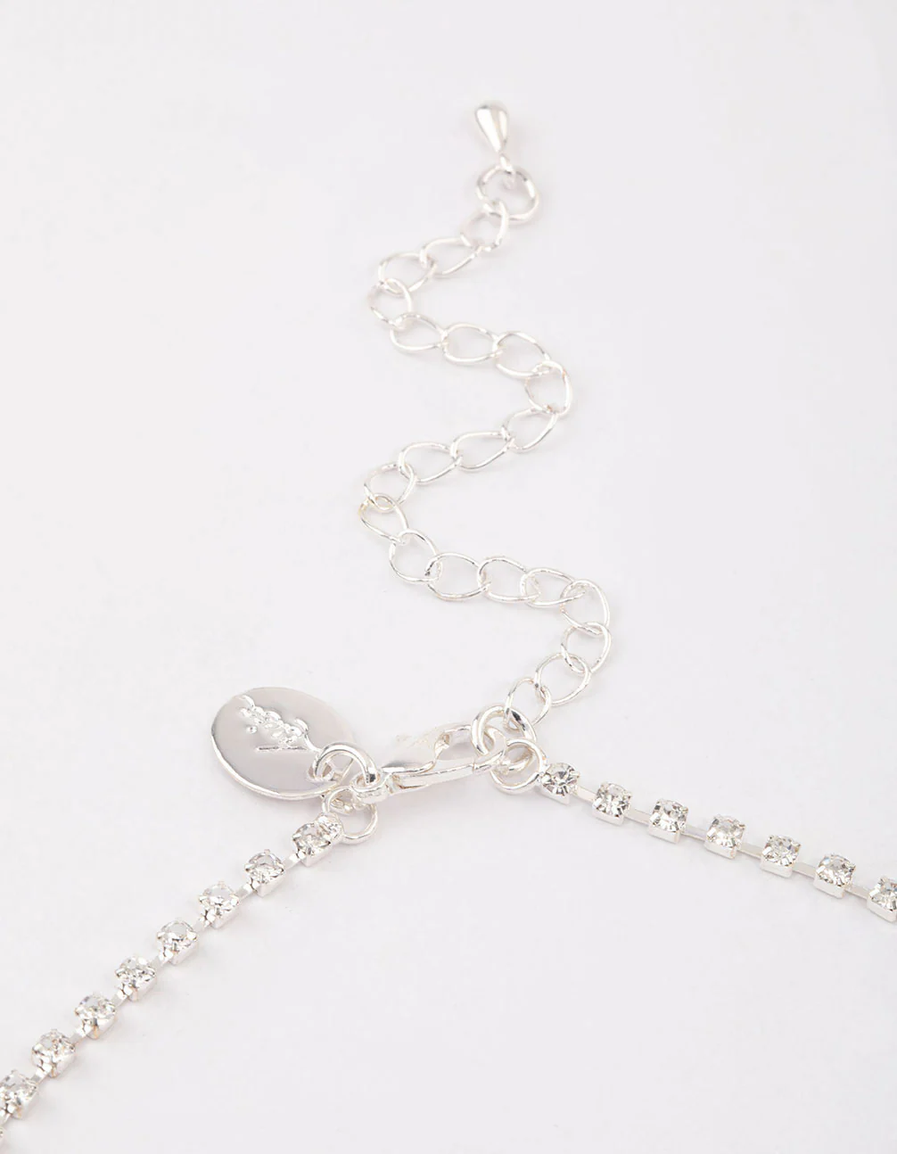 Silver Diamante Stone Long Earrings & Necklace Set - Image 3