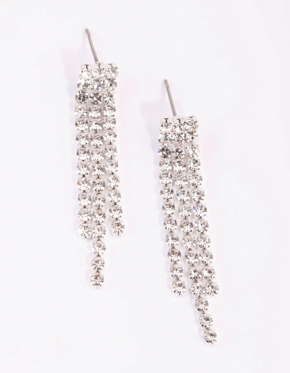 Silver Diamante Tassel Necklace & Earrings Set - Image 3