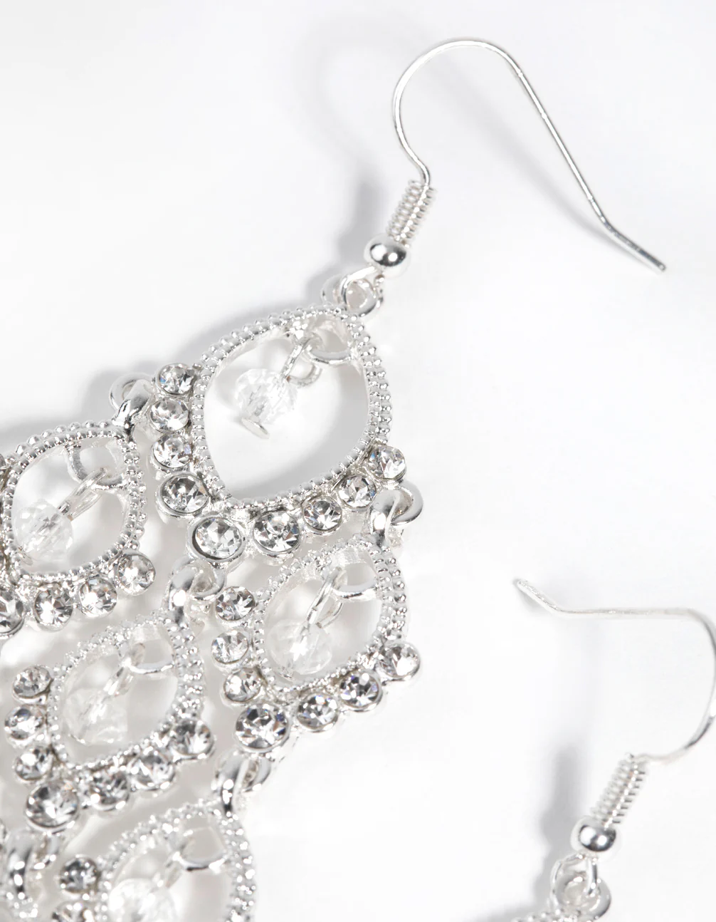 Silver Diamante Teardrop Earrings - Image 3