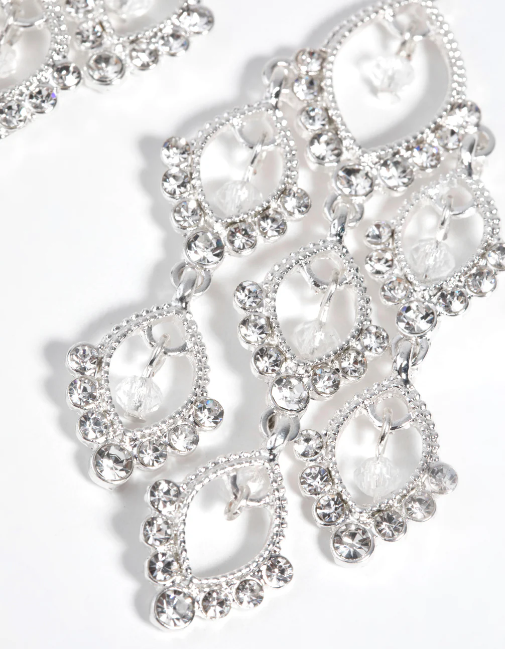 Silver Diamante Teardrop Earrings - Image 4