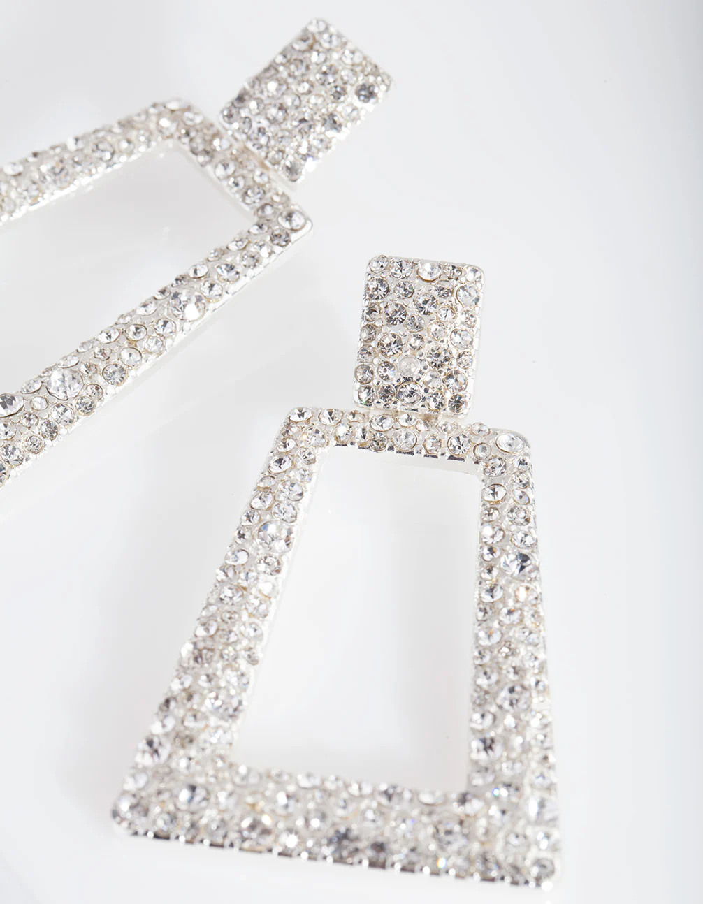 Silver Diamante Geometric Earrings - Image 3
