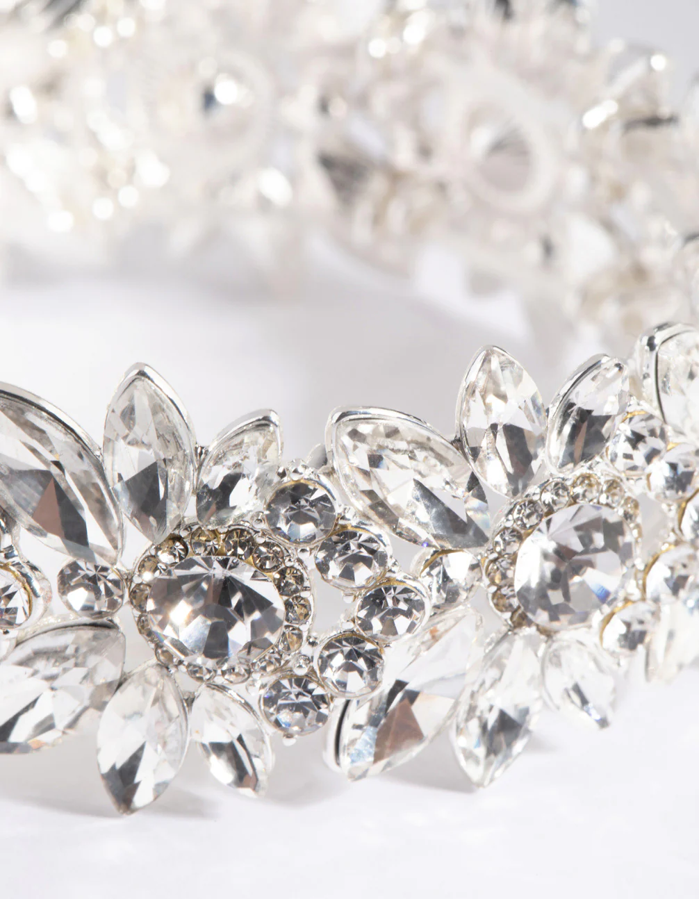 Silver Diamante Flower Stretch Bracelet - Image 4