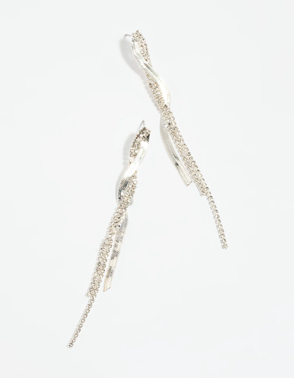Silver Snake Diamante Drop Earrings - Image 3