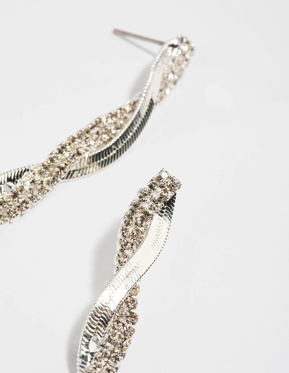 Silver Snake Diamante Drop Earrings - Image 4