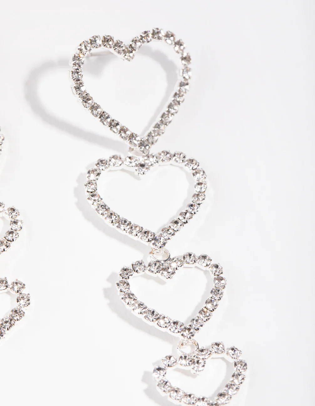 Silver Graduating Heart Drop Earrings - Image 2