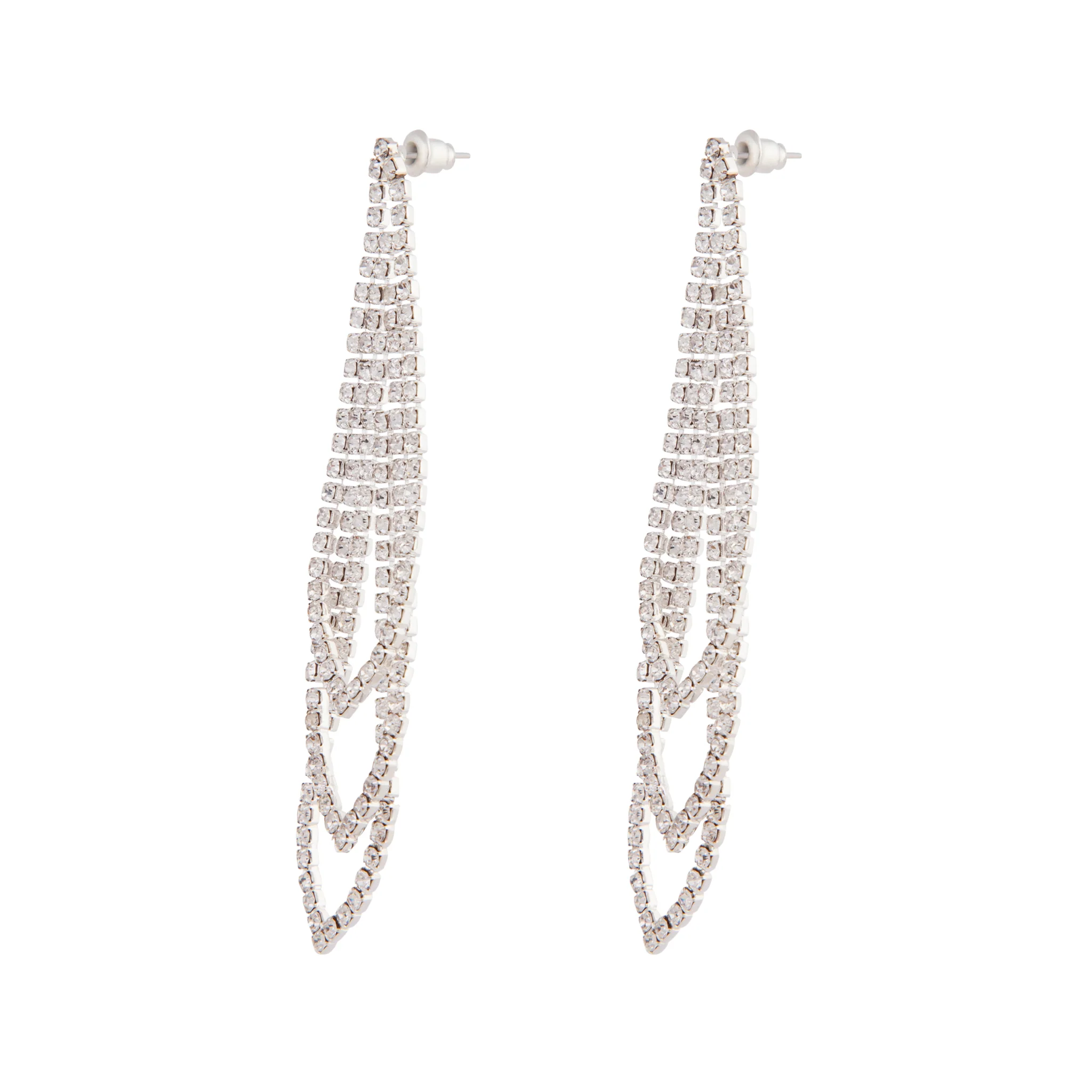 Silver Gradual Loop Cup Chain Earrings - Image 3