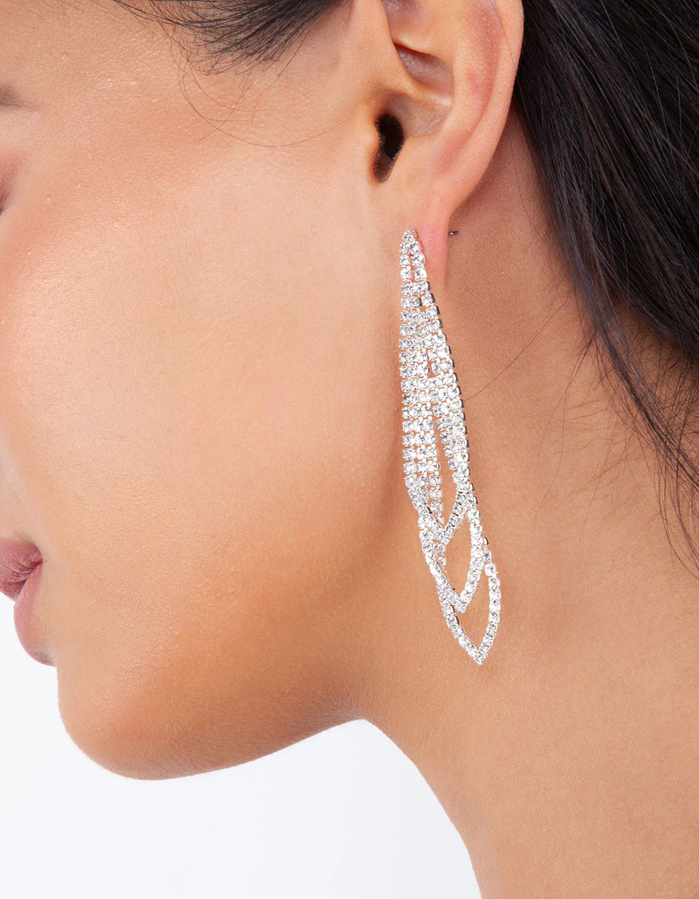 Silver Gradual Loop Cup Chain Earrings - Image 4