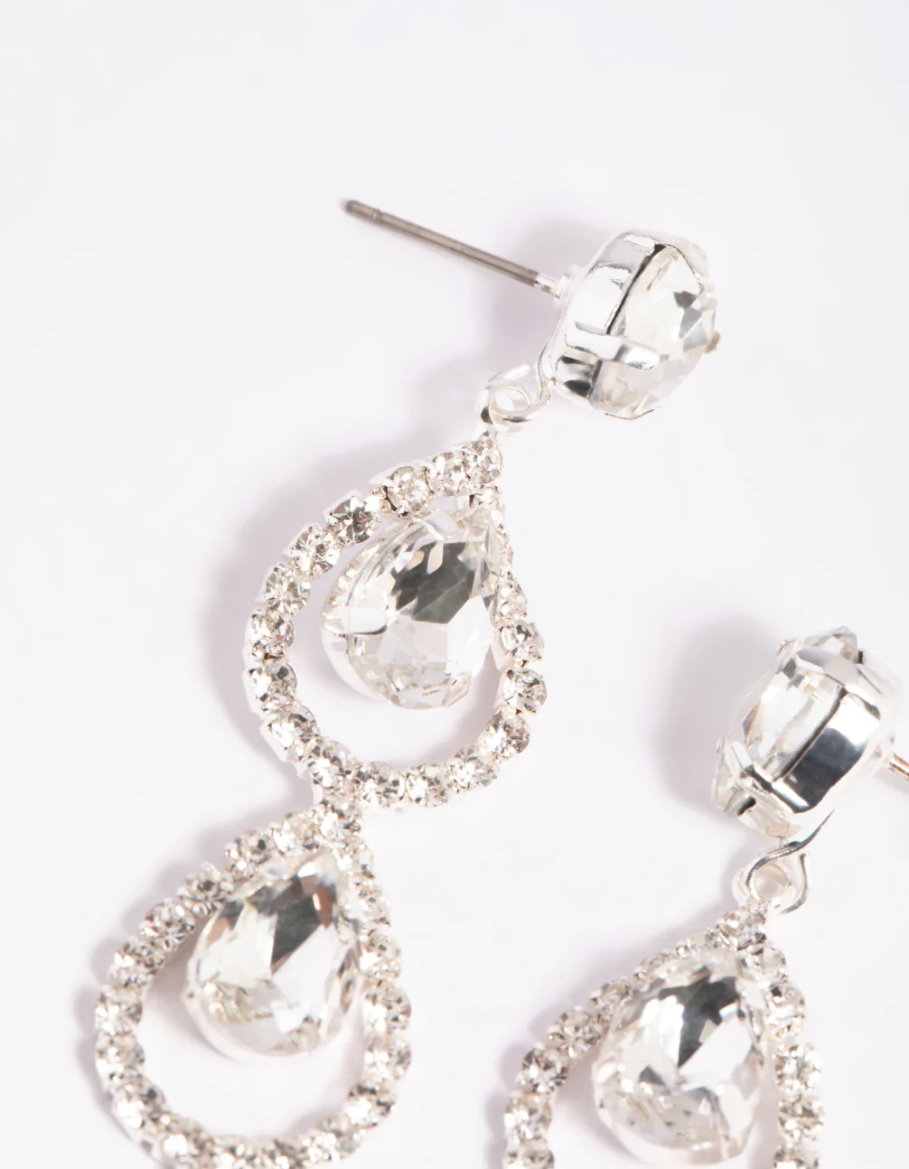Silver Halo Drop Earrings - Image 2