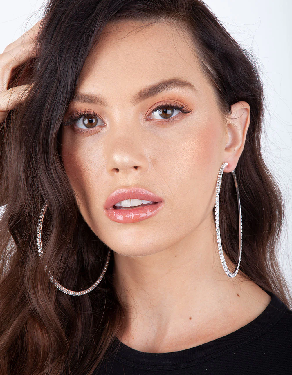 Silver Large Diamante Hoop - Image 2