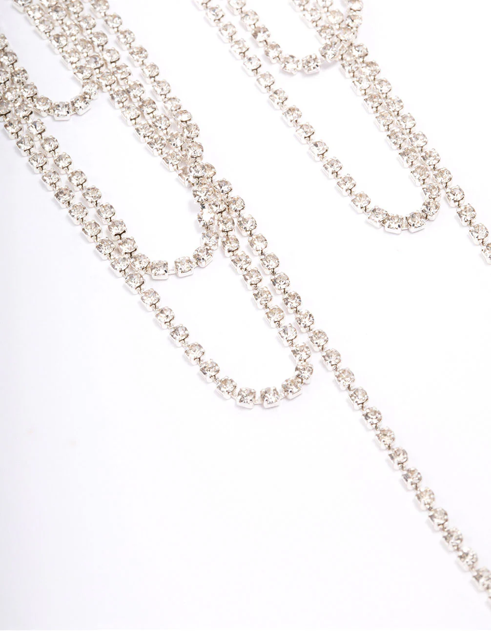 Silver Long Statement Diamante Drop Earrings - Image 3