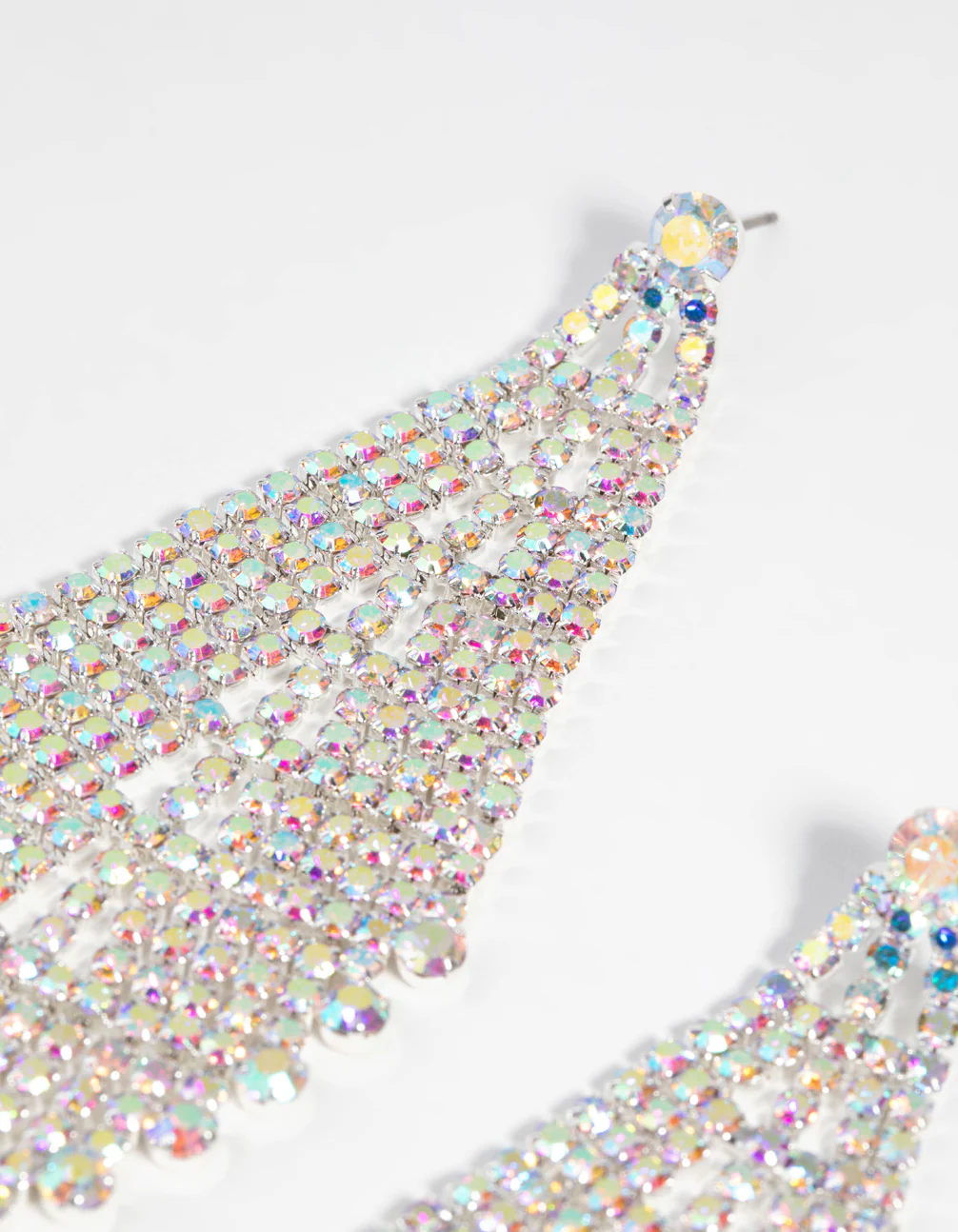 Silver Diamante Drape Earrings - Image 3