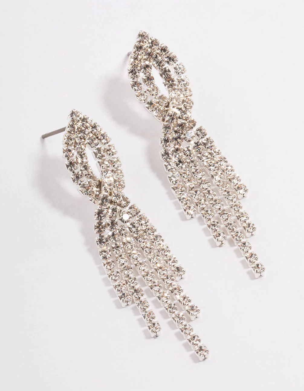 Silver Mini Twist Cup Chain Drop Earrings