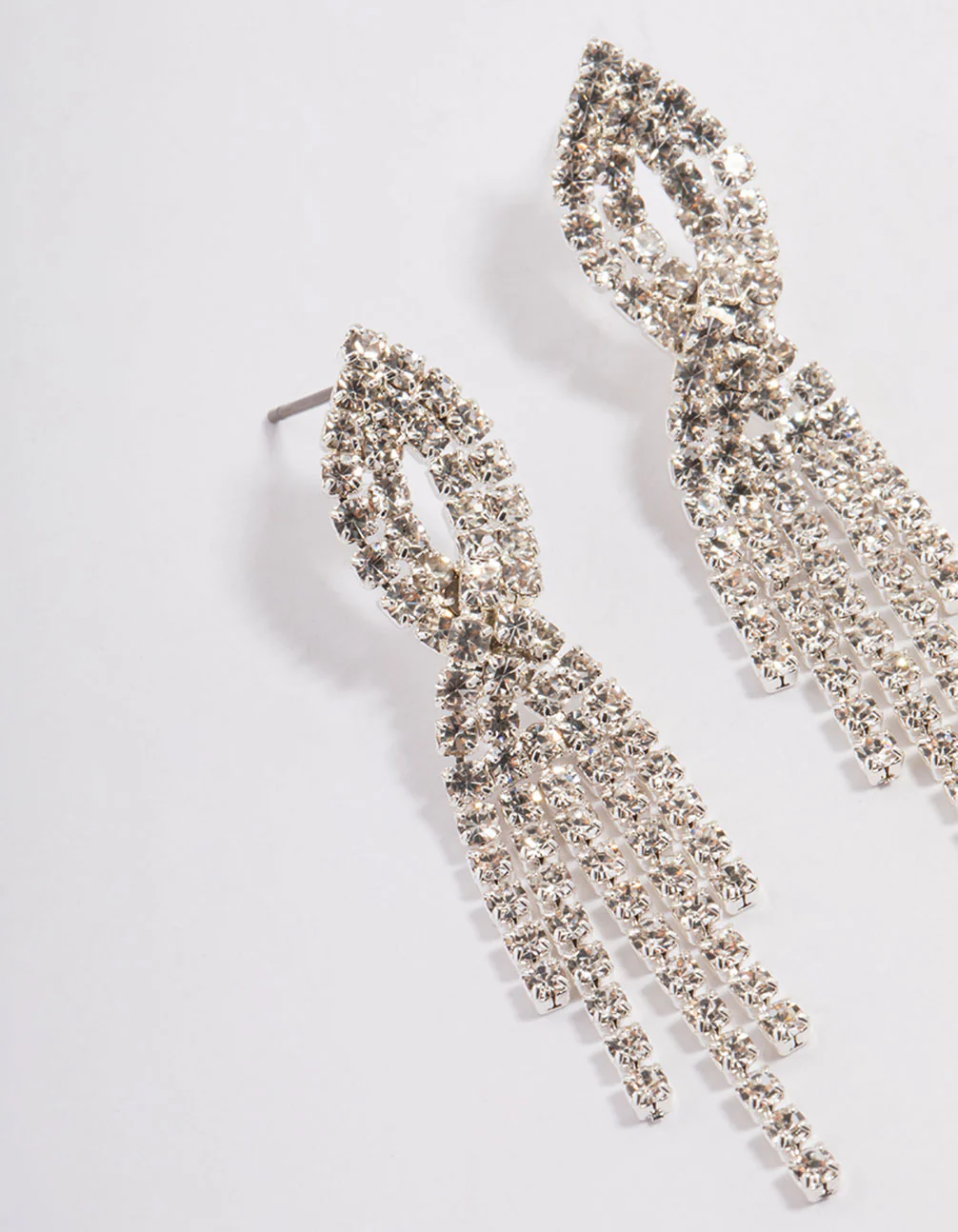 Silver Mini Twist Cup Chain Drop Earrings - Image 2