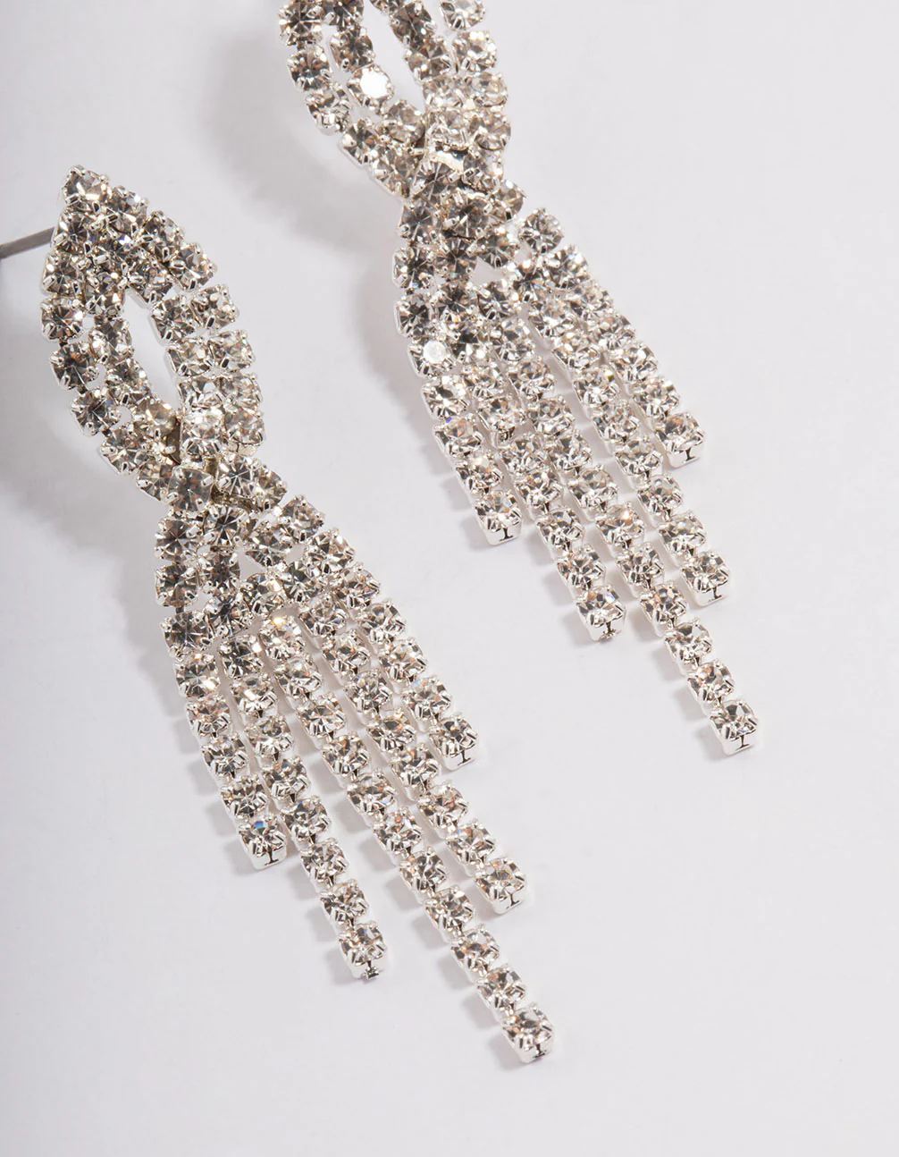 Silver Mini Twist Cup Chain Drop Earrings - Image 3