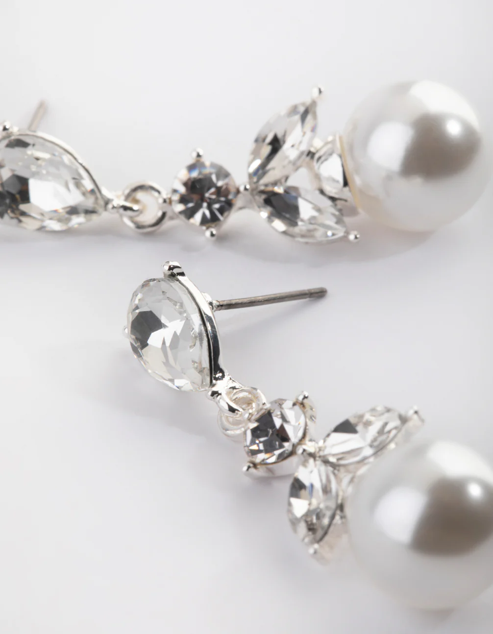 Silver Pearl Drop Earrings - Image 4