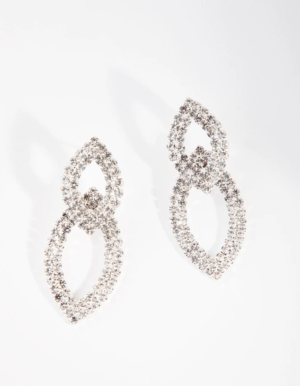 Silver Pave Teardrop Earrings - Image 2
