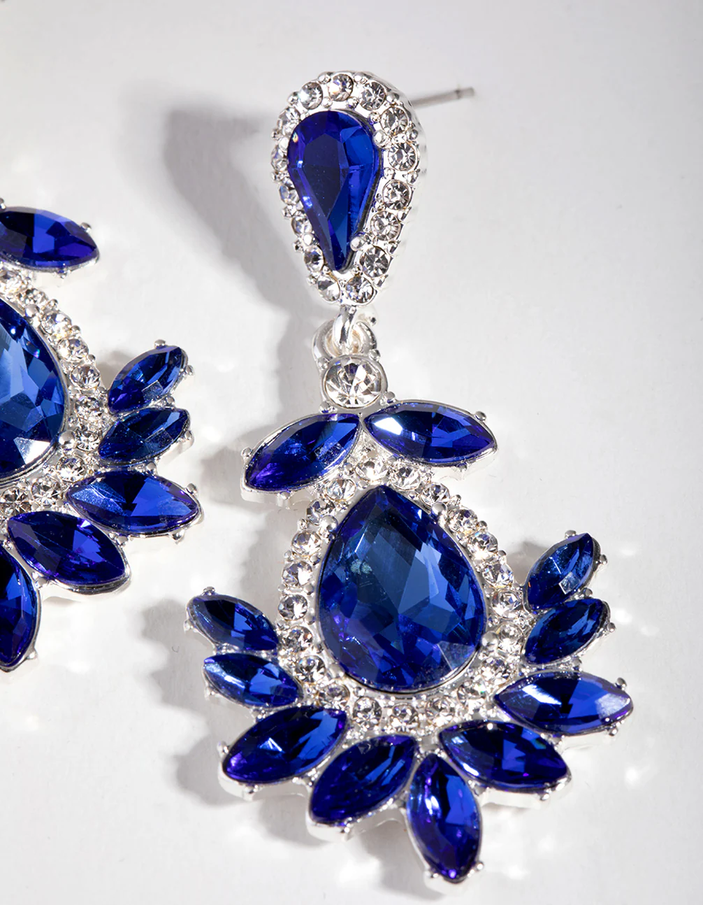 Silver Pear Stone Drop Earrings - Image 2