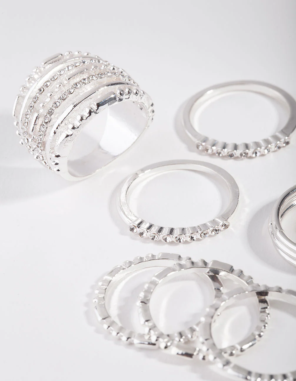 Silver Plain & Ball 10-Pack Rings - Image 2