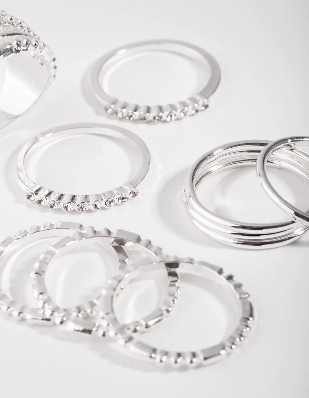 Silver Plain & Ball 10-Pack Rings - Image 3