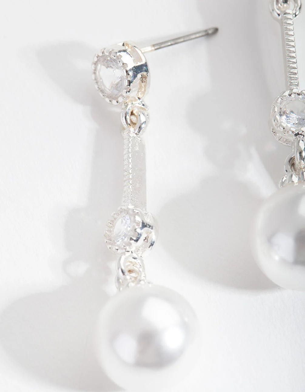Silver Pearl Drop Earrings - Image 2