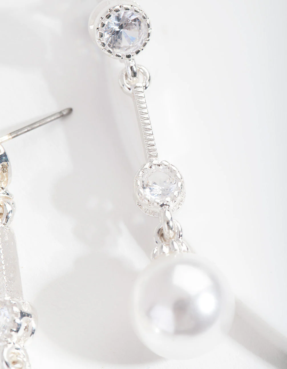 Silver Pearl Drop Earrings - Image 3