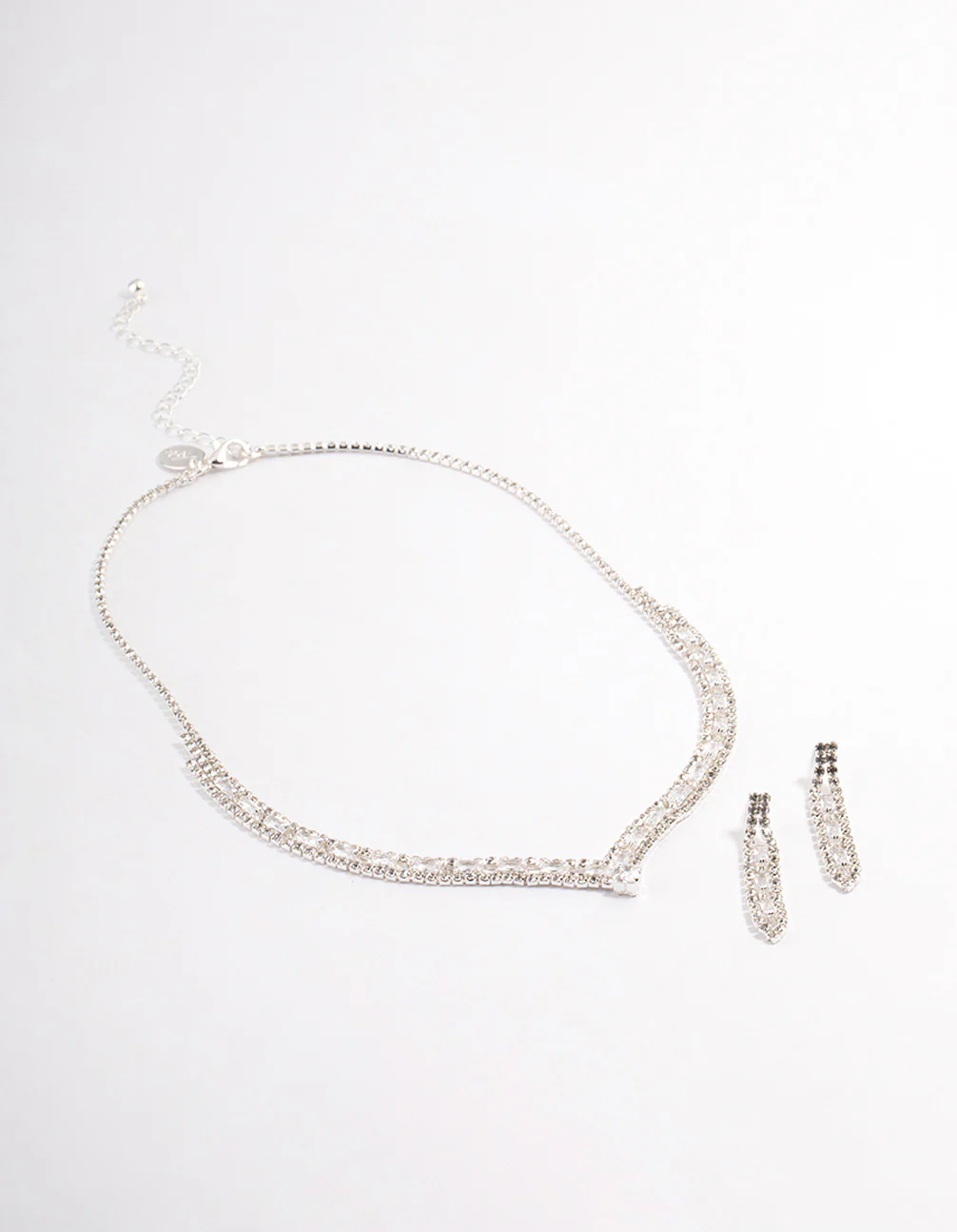 Silver Rectangle Graduated Pendant Jewellery Sets - Image 2