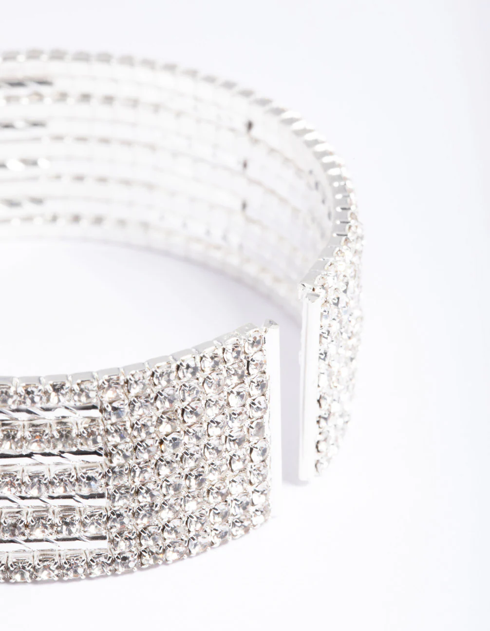 Silver Spiky 4 Row Diamante Wrist Cuff - Image 5