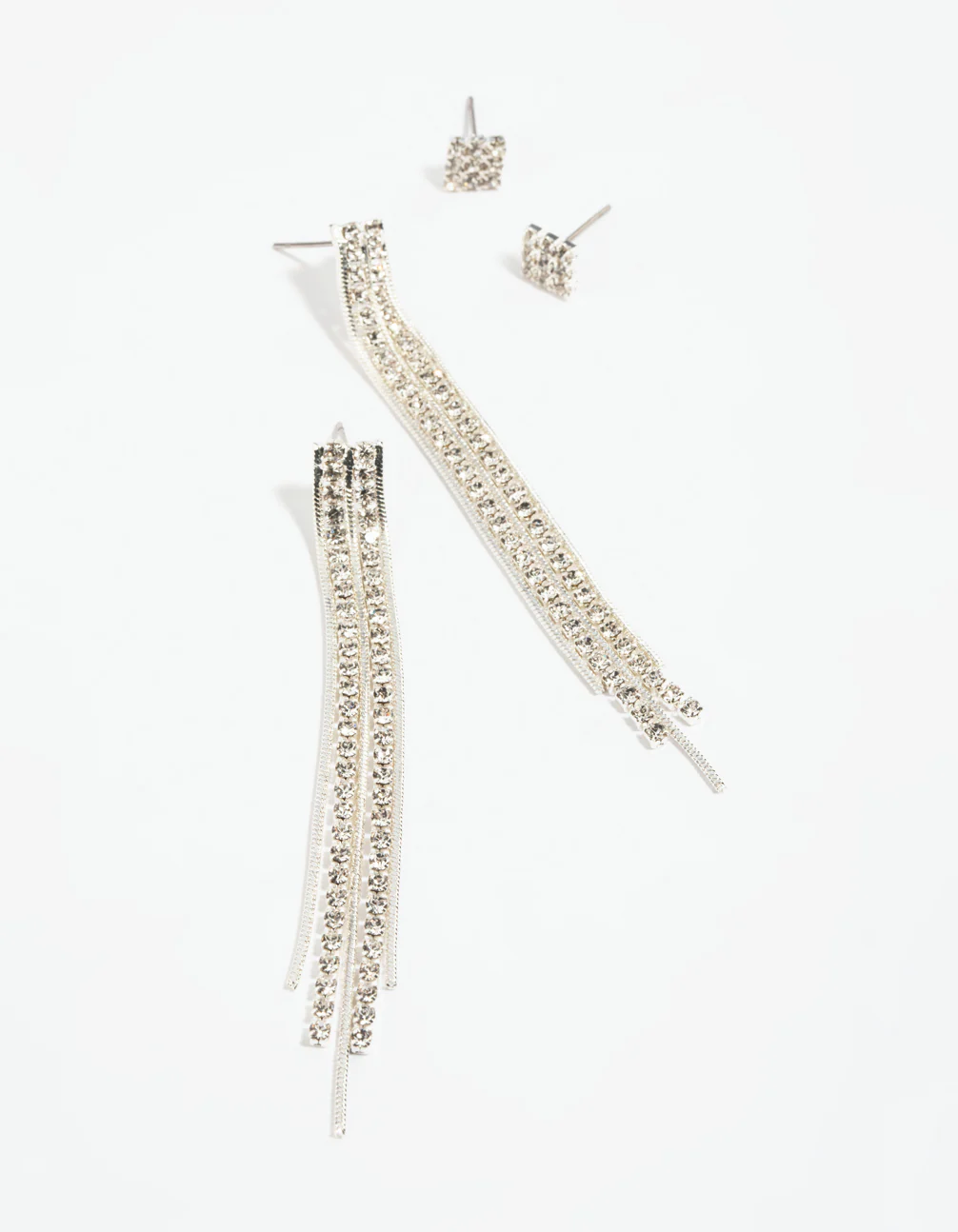 Silver Diamante Stud Earring Set - Image 3