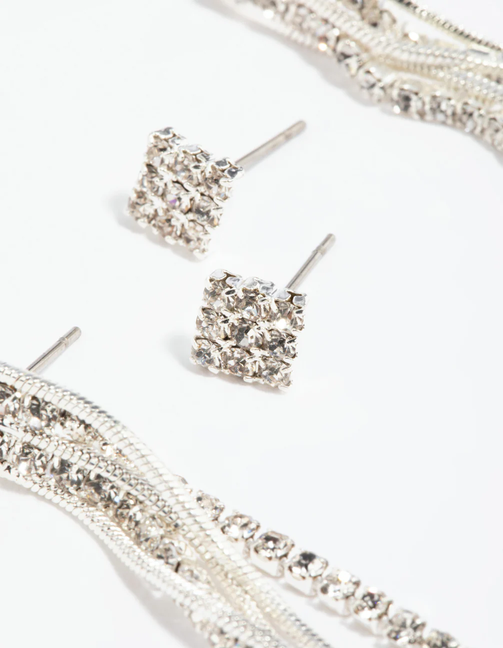 Silver Diamante Stud Earring Set - Image 4