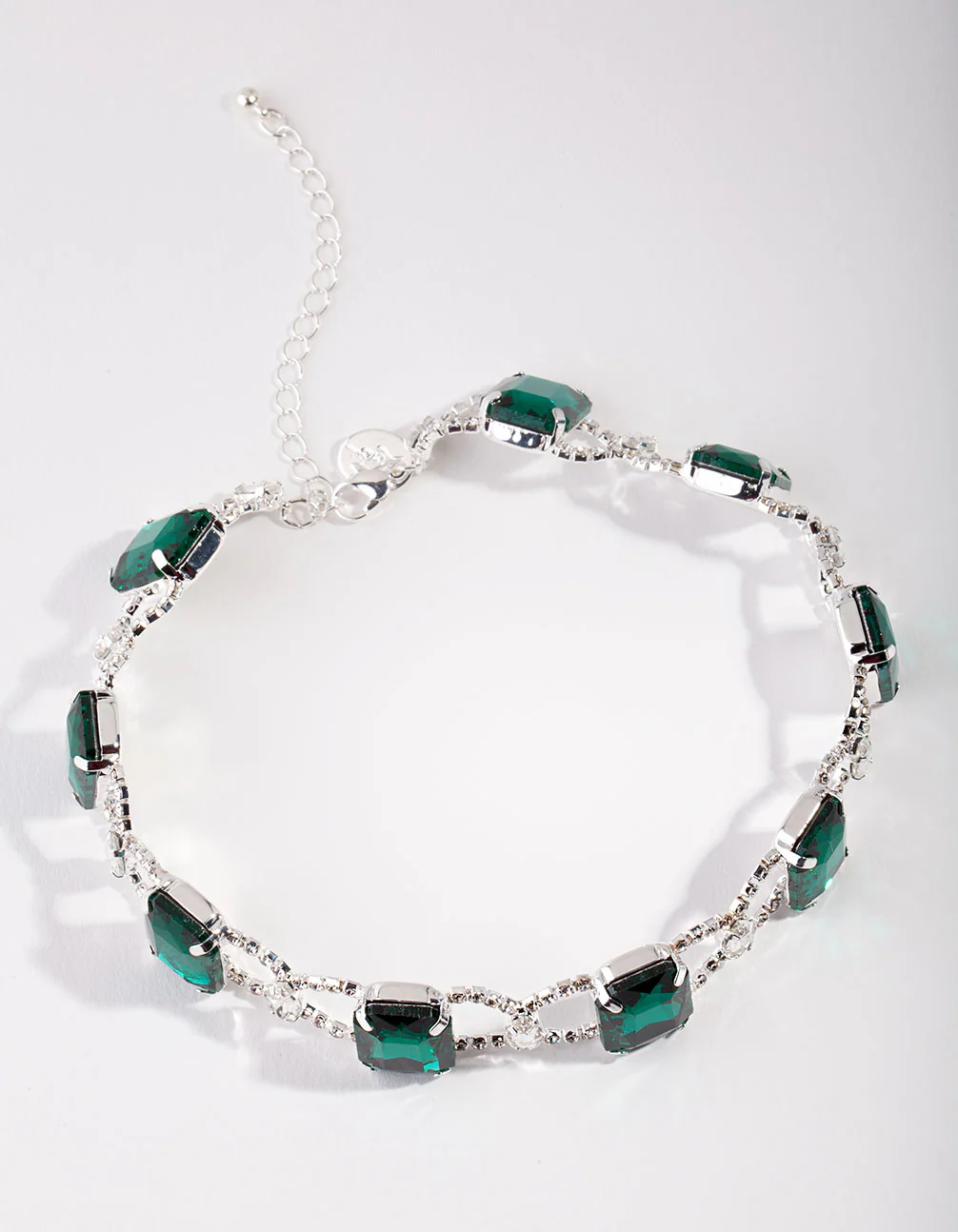 Silver Statement Emerald Choker - Image 2