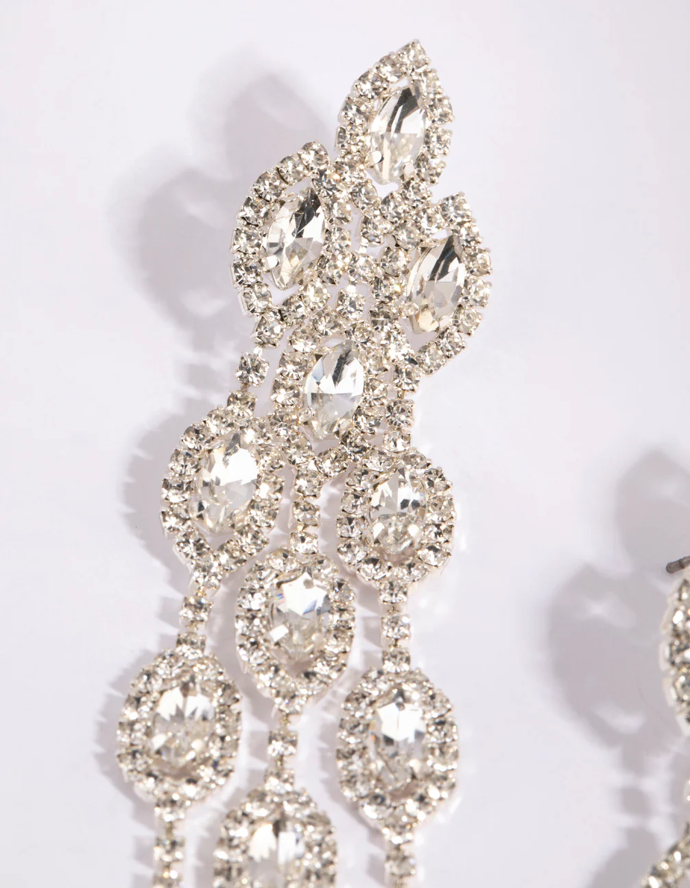 Silver Diamante Statement Teardrop Earrings - Image 2