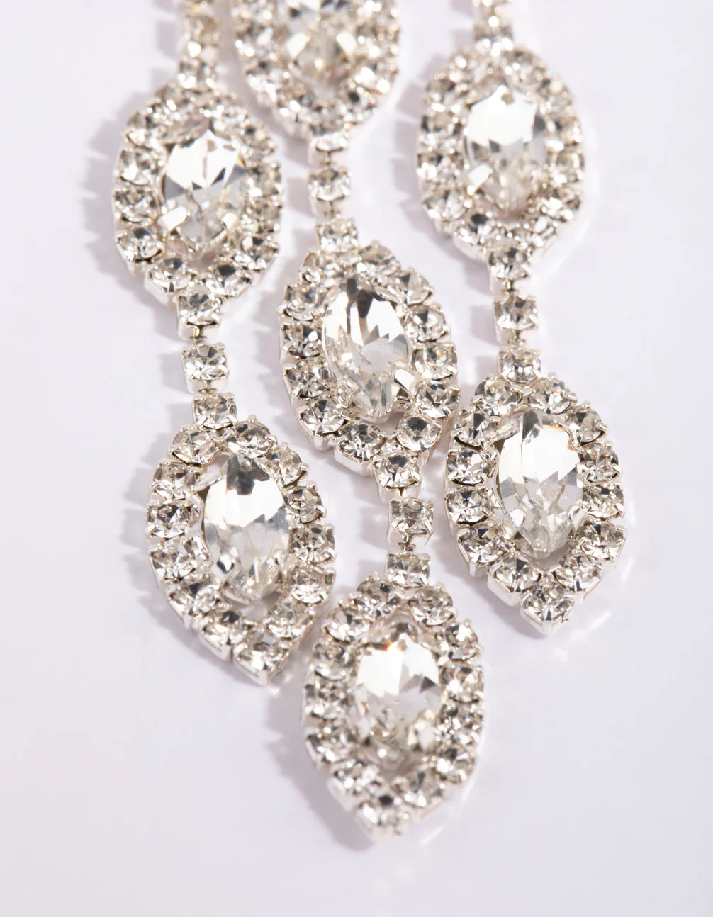 Silver Diamante Statement Teardrop Earrings - Image 3